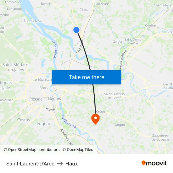 Saint-Laurent-D'Arce to Haux map