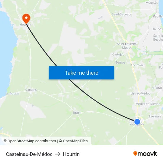Castelnau-De-Médoc to Hourtin map