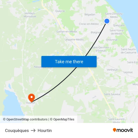 Couquèques to Hourtin map