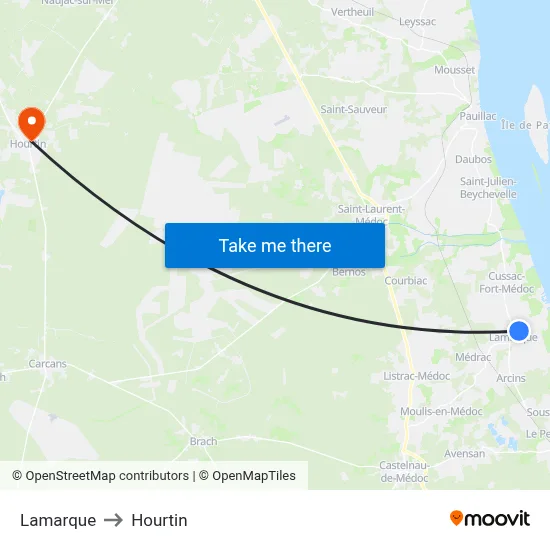 Lamarque to Hourtin map