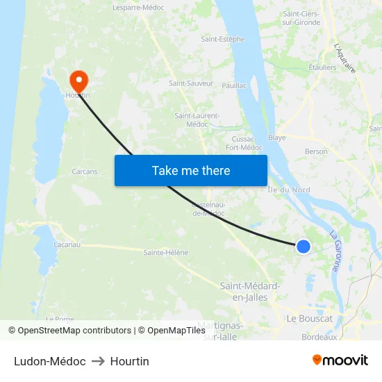 Ludon-Médoc to Hourtin map
