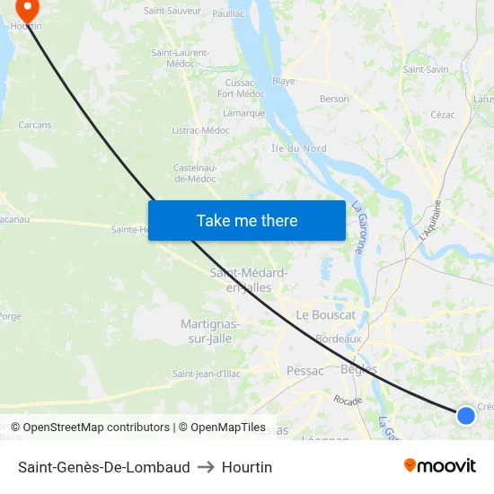 Saint-Genès-De-Lombaud to Hourtin map