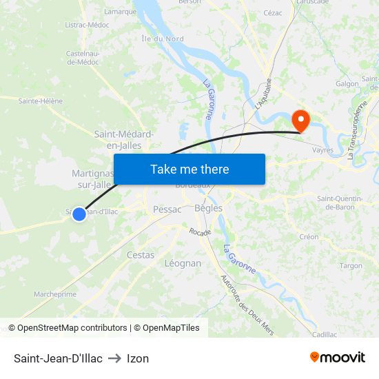Saint-Jean-D'Illac to Izon map