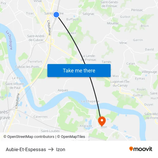 Aubie-Et-Espessas to Izon map
