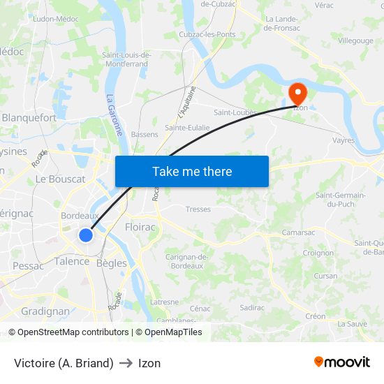 Victoire (A. Briand) to Izon map