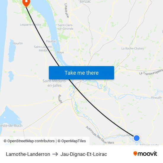 Lamothe-Landerron to Jau-Dignac-Et-Loirac map