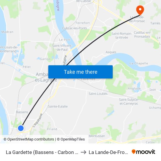 La Gardette (Bassens - Carbon Blanc) to La Lande-De-Fronsac map