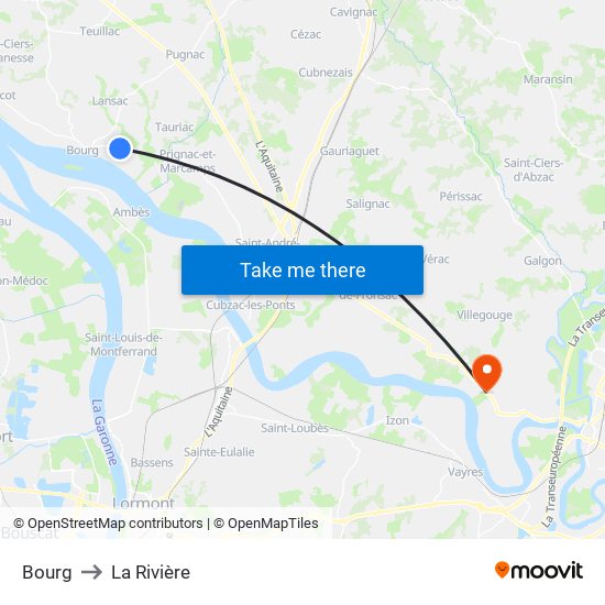 Bourg to La Rivière map