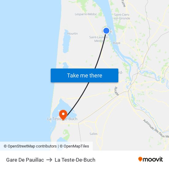 Gare De Pauillac to La Teste-De-Buch map