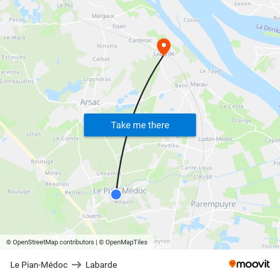 Le Pian-Médoc to Labarde map