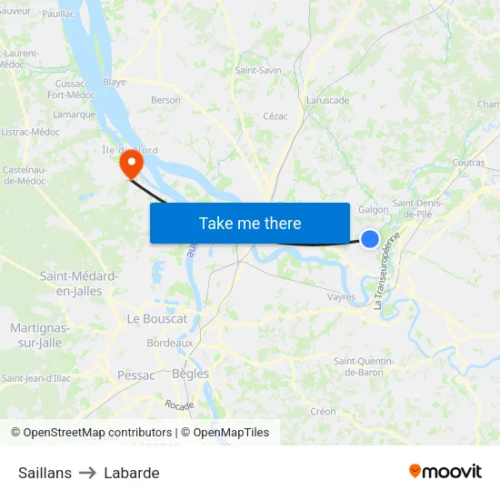 Saillans to Labarde map