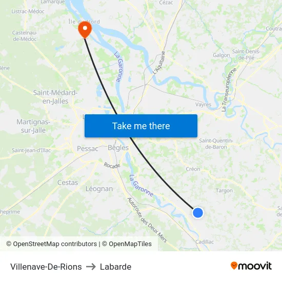Villenave-De-Rions to Labarde map