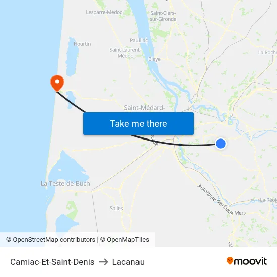 Camiac-Et-Saint-Denis to Lacanau map