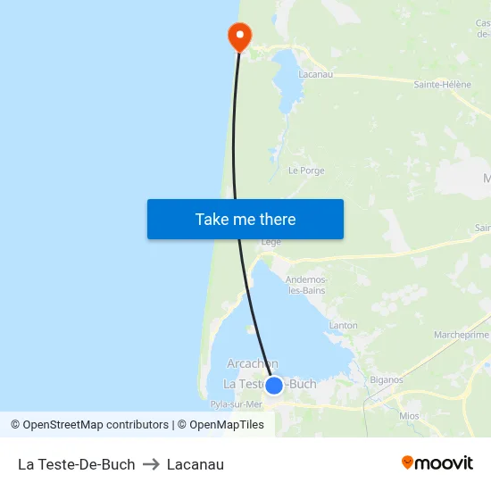 La Teste-De-Buch to Lacanau map