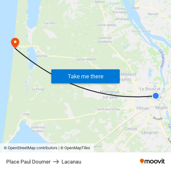 Place Paul Doumer to Lacanau map
