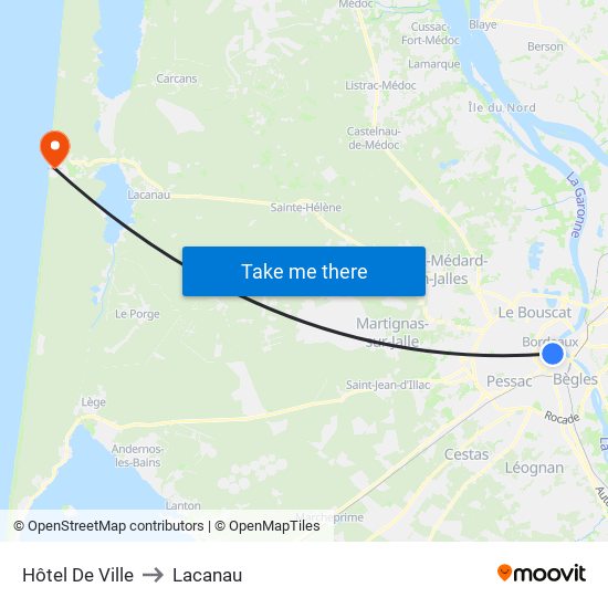 Hôtel De Ville to Lacanau map