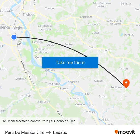 Parc De Mussonville to Ladaux map