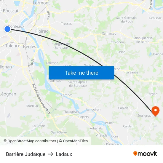 Barrière Judaïque to Ladaux map