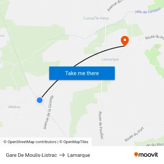 Gare De Moulis-Listrac to Lamarque map