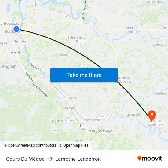 Cours Du Médoc to Lamothe-Landerron map
