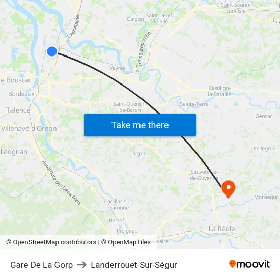 Gare De La Gorp to Landerrouet-Sur-Ségur map