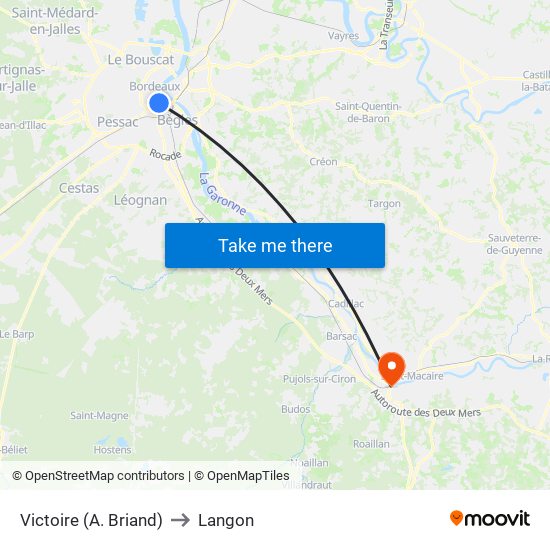 Victoire (A. Briand) to Langon map