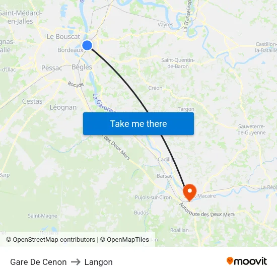 Gare De Cenon to Langon map