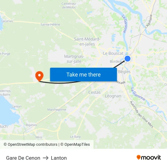 Gare De Cenon to Lanton map