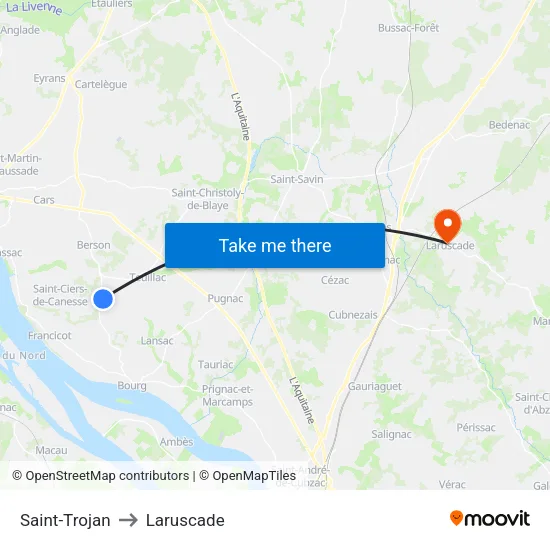 Saint-Trojan to Laruscade map