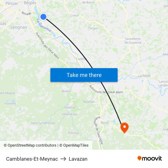 Camblanes-Et-Meynac to Lavazan map