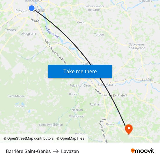 Barrière Saint-Genès to Lavazan map