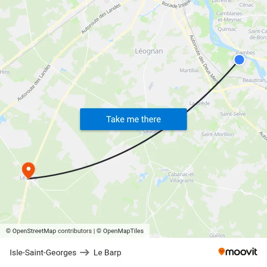 Isle-Saint-Georges to Le Barp map