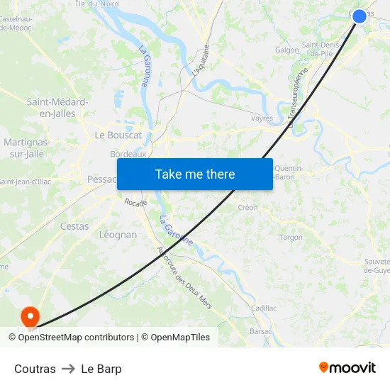 Coutras to Le Barp map