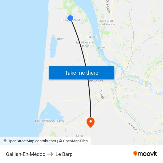 Gaillan-En-Médoc to Le Barp map