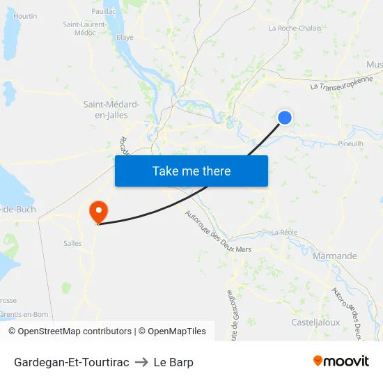Gardegan-Et-Tourtirac to Le Barp map