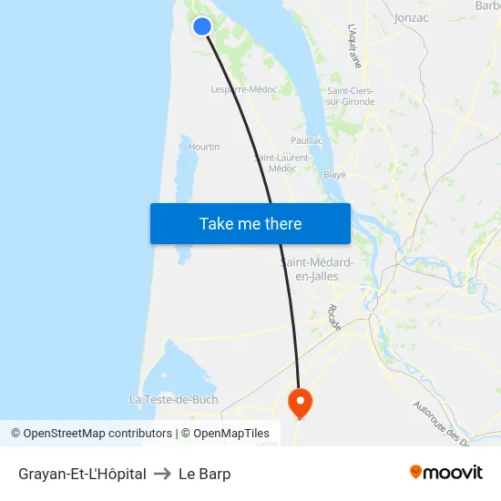 Grayan-Et-L'Hôpital to Le Barp map
