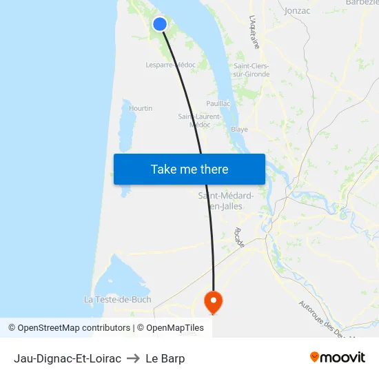 Jau-Dignac-Et-Loirac to Le Barp map