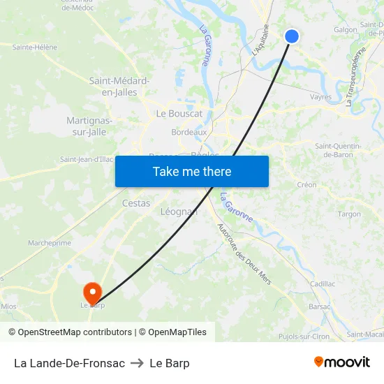 La Lande-De-Fronsac to Le Barp map