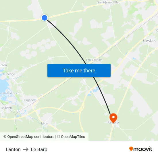 Lanton to Le Barp map