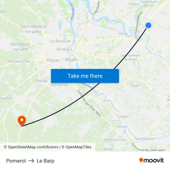 Pomerol to Le Barp map