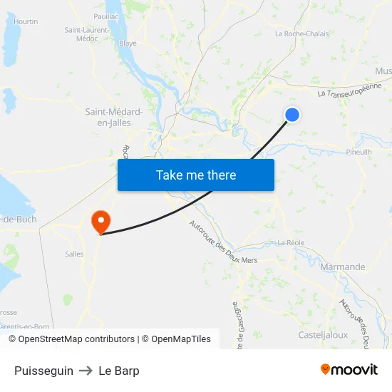Puisseguin to Le Barp map