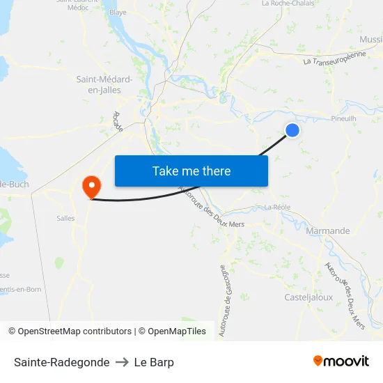 Sainte-Radegonde to Le Barp map