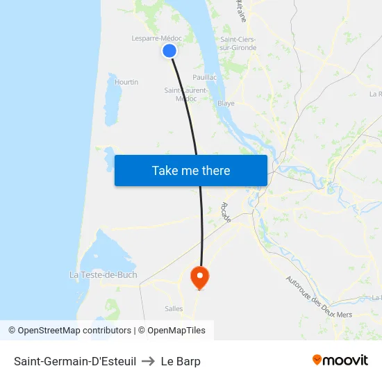 Saint-Germain-D'Esteuil to Le Barp map