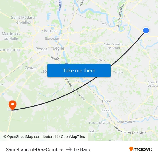 Saint-Laurent-Des-Combes to Le Barp map