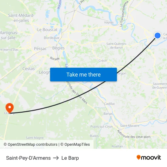 Saint-Pey-D'Armens to Le Barp map