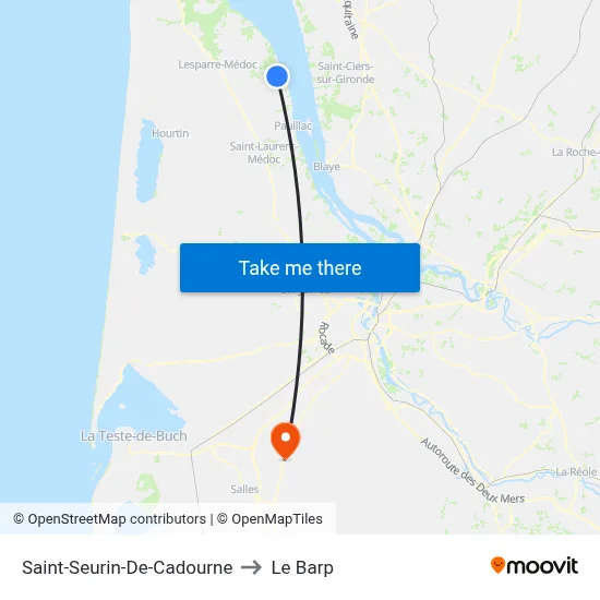 Saint-Seurin-De-Cadourne to Le Barp map
