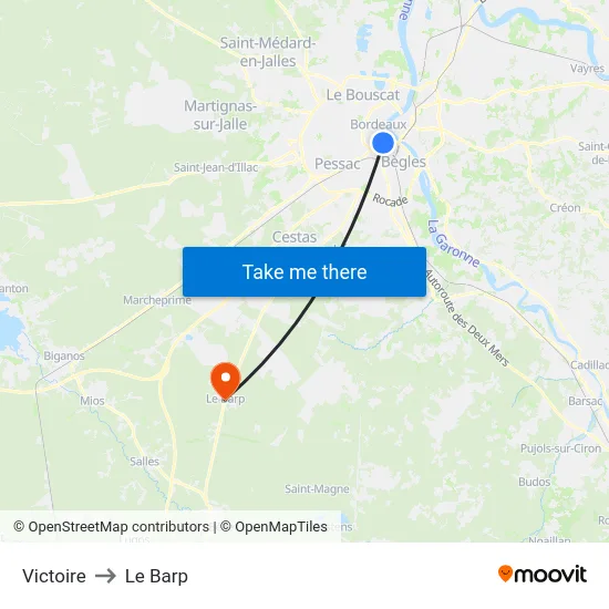 Victoire to Le Barp map