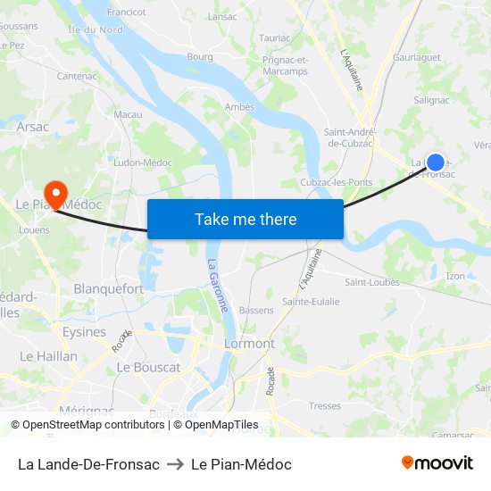 La Lande-De-Fronsac to Le Pian-Médoc map