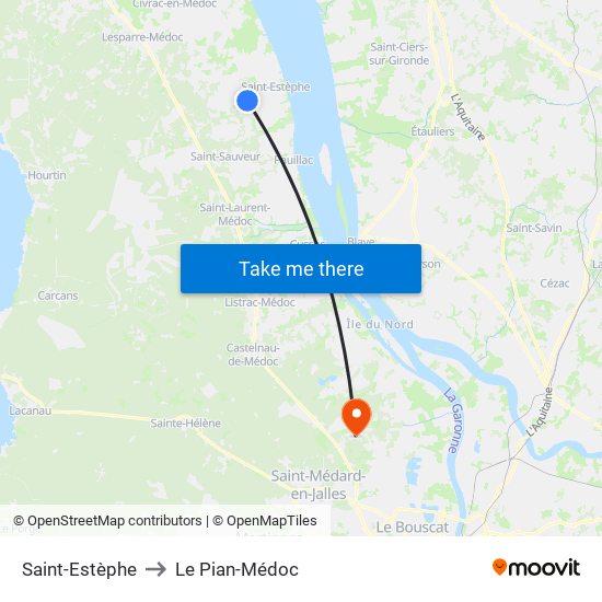 Saint-Estèphe to Le Pian-Médoc map