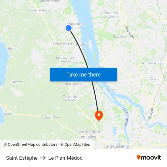 Saint-Estèphe to Le Pian-Médoc map